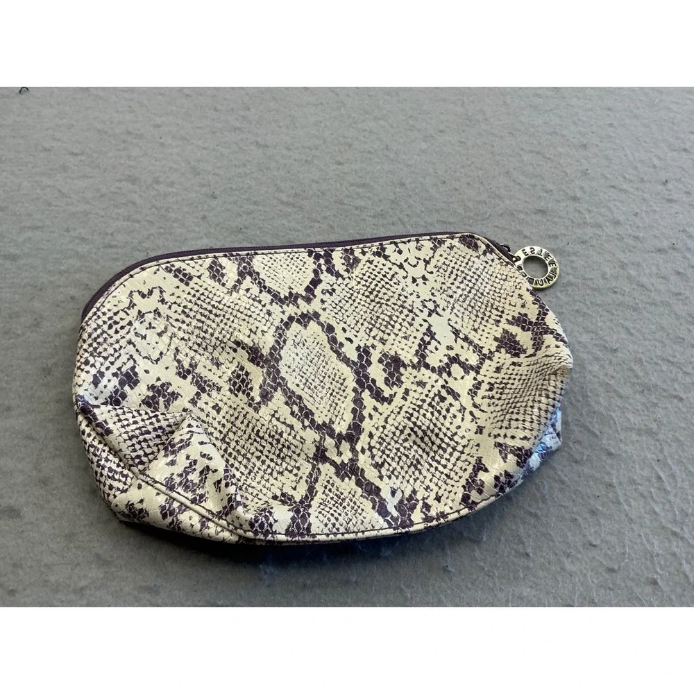 Estee Lauder Cosmetic Bag Faux Snakeskin Purple Cream Makeup Pouch Travel Case